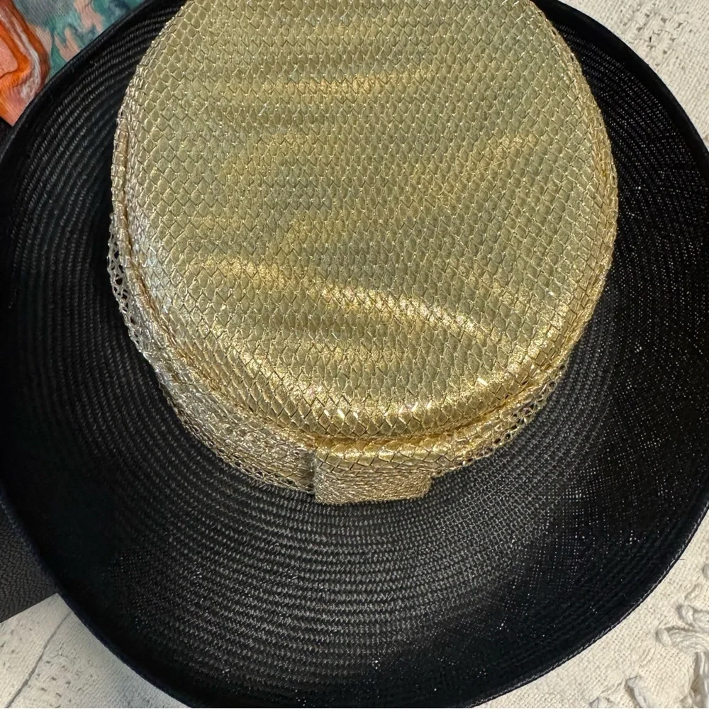 Vintage Sonnie San Francisco Black‎ and Gold Wide Brim Hat
